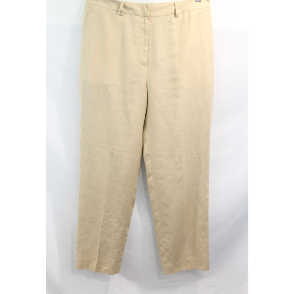Brooks Brothers 346 Linen Pants Womens size 12 Beige Lined Straight Leg